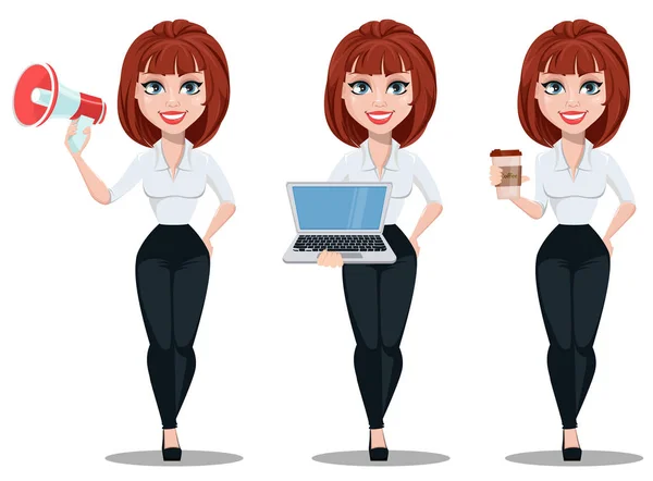 Personaje de dibujos animados mujer de negocios — Vector de stock