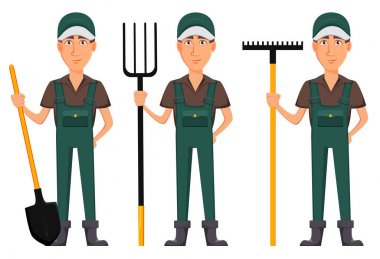 Bahçıvan adam, çizgi film karakteri üniformalı