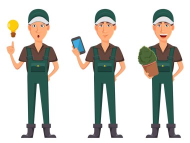 Bahçıvan adam, çizgi film karakteri üniformalı