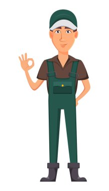 Bahçıvan adam, çizgi film karakteri üniformalı