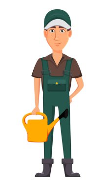 Bahçıvan adam, çizgi film karakteri üniformalı