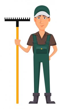 Bahçıvan adam, çizgi film karakteri üniformalı