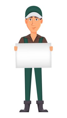 Bahçıvan adam, çizgi film karakteri üniformalı