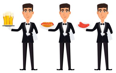 Yakışıklı garson profesyonel bir üniforma