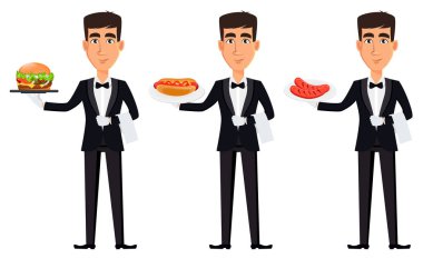 Yakışıklı garson profesyonel bir üniforma