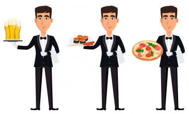 Yakışıklı garson profesyonel bir üniforma