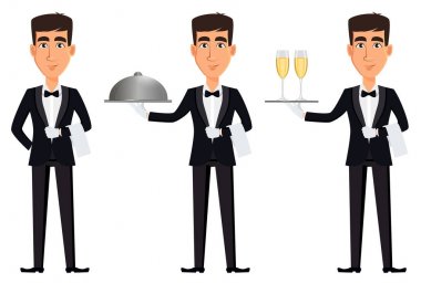 Yakışıklı garson profesyonel bir üniforma