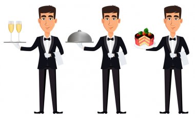 Yakışıklı garson profesyonel bir üniforma