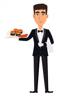 Yakışıklı garson profesyonel bir üniforma