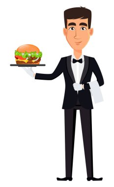 Yakışıklı garson profesyonel bir üniforma