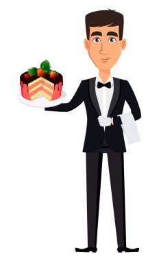 Yakışıklı garson profesyonel bir üniforma