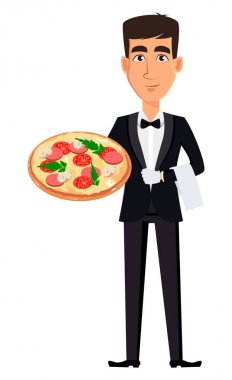 Yakışıklı garson profesyonel bir üniforma