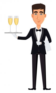 Yakışıklı garson profesyonel bir üniforma