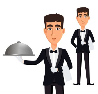 Yakışıklı garson profesyonel bir üniforma