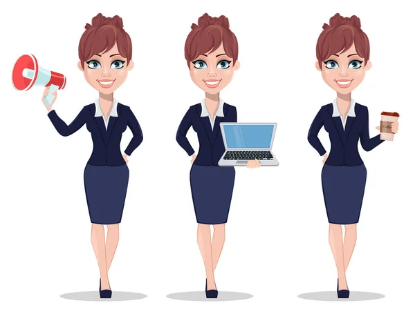 Belle femme d'affaires en vêtements de bureau — Image vectorielle