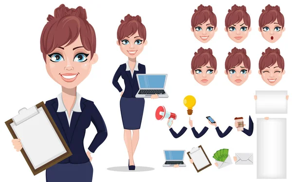 Belle femme d'affaires en vêtements de bureau — Image vectorielle