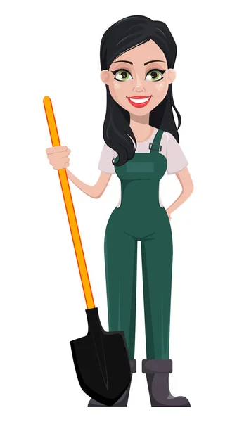 Mulher jardineiro, personagem de desenho animado em uniforme —  Vetores de Stock