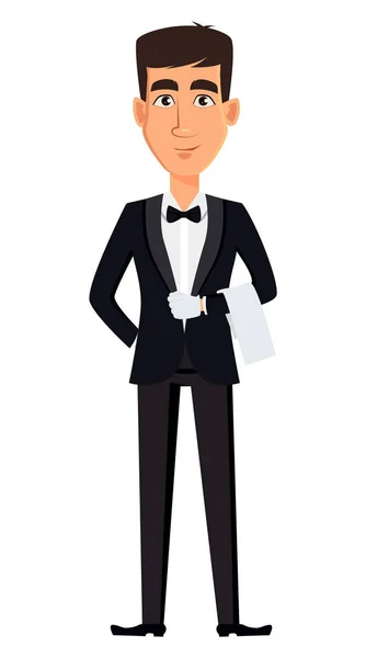 Όμορφος σερβιτόρος μια επαγγελματική στολή — Διανυσματικό Αρχείο