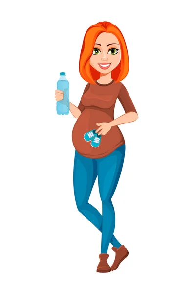 Красивая беременная героиня мультфильма — стоковый вектор