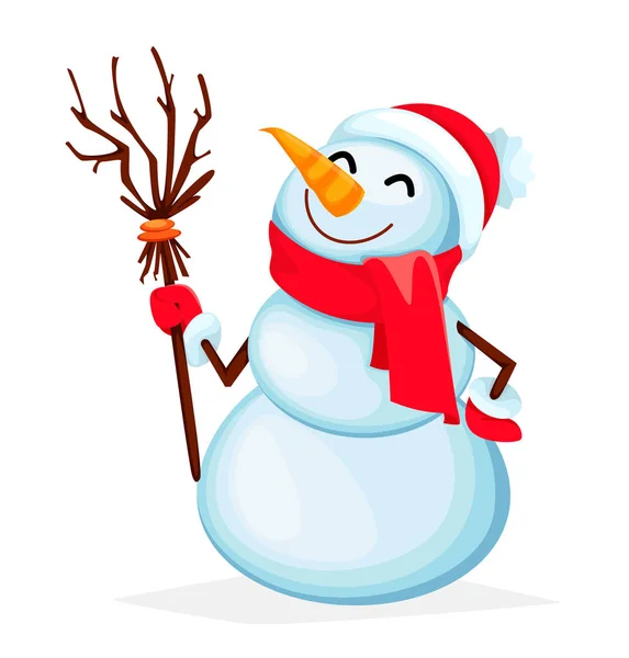 Drôle de personnage de dessin animé bonhomme de neige — Image vectorielle