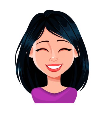 Koyu saçlı güzel bir kadının yüz ifadesi.