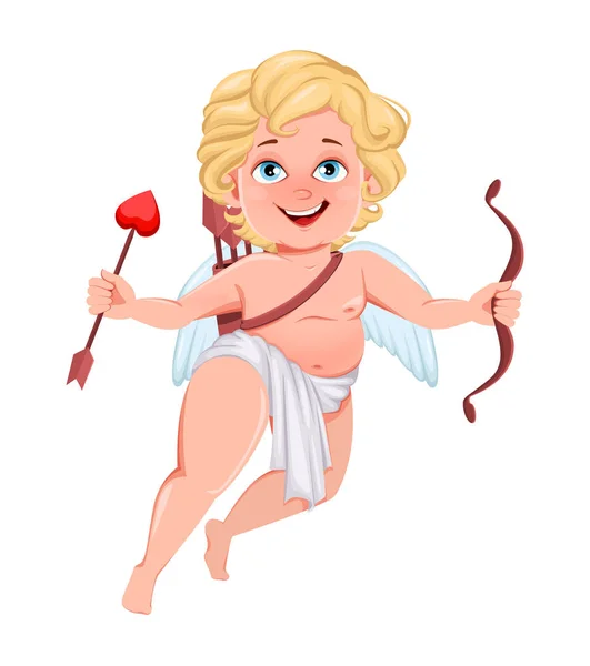 Feliz Dia dos Namorados. Criança Cupido engraçado — Vetor de Stock