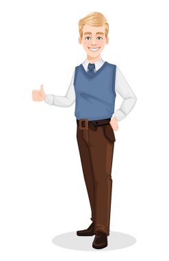 Ofis tarzı giysiler içinde başarılı bir iş adamı.