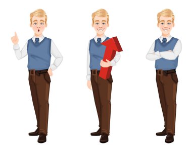 Ofis tarzı giysiler içinde başarılı bir iş adamı.