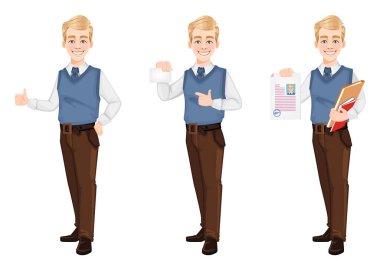 Ofis tarzı giysiler içinde başarılı bir iş adamı.