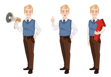 Ofis tarzı giysiler içinde başarılı bir iş adamı.