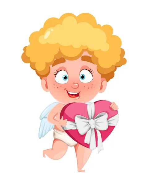 Happy Valentine's Day. Funny Cupid kid — 스톡 벡터