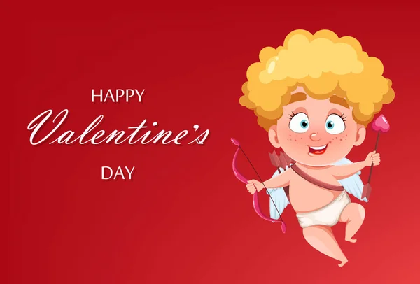 Feliz Dia dos Namorados. Engraçado miúdo Cupido — Vetor de Stock