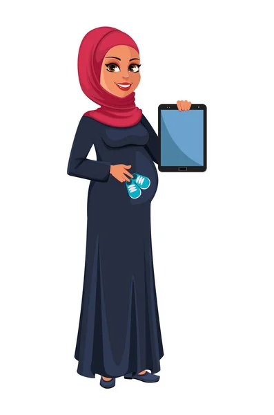 Belle femme musulmane enceinte dans le hijab — Image vectorielle