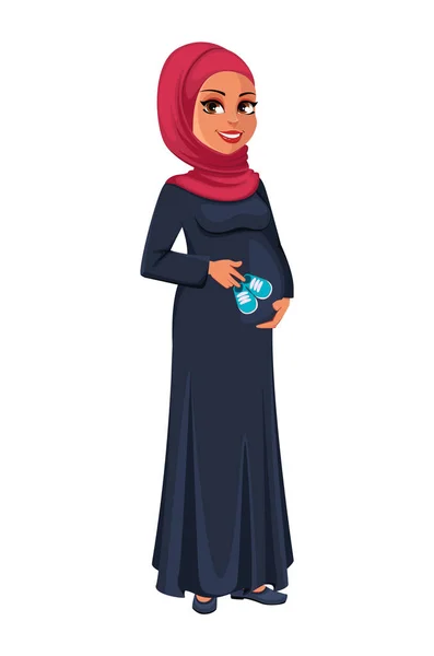 Belle femme musulmane enceinte dans le hijab — Image vectorielle