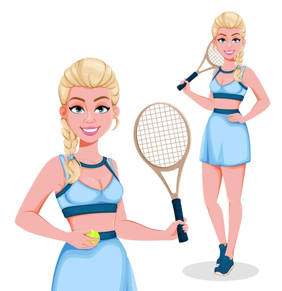 Vacker kvinna tennisspelare i sportkläder — Stock vektor