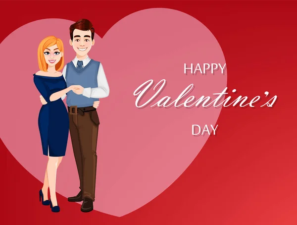 Glücklicher Valentinstag. romantisches Paar verliebt — Stockvektor
