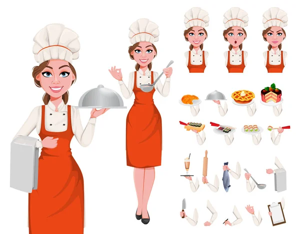 Bella giovane chef donna — Vettoriale Stock