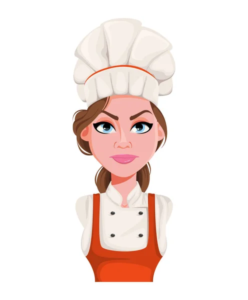 漂亮女厨师的面部表情 — 图库矢量图片