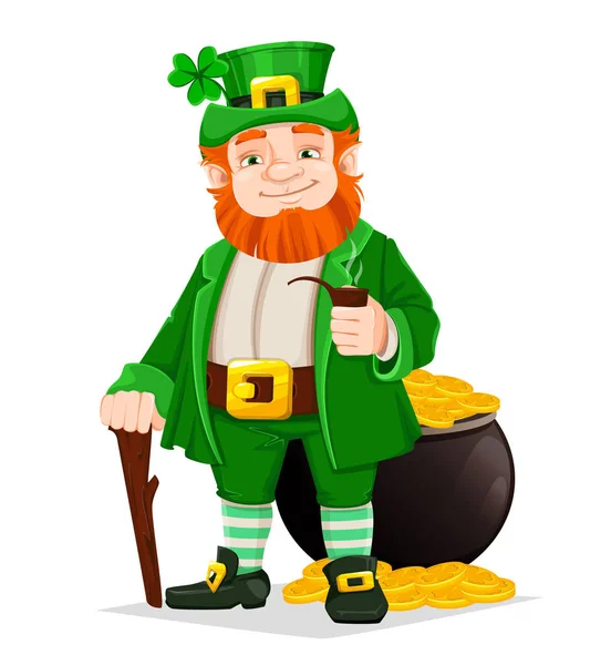 Leprechaun. Grattis på St Patricks dag — Stock vektor