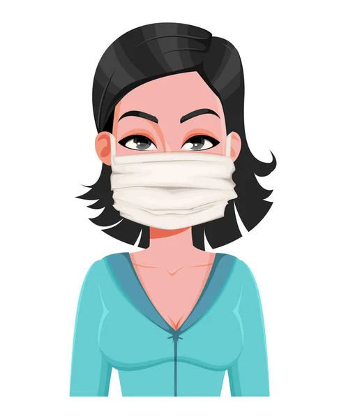 医療マスクの女性。新コロナウイルス2019-ncov — ストックベクタ
