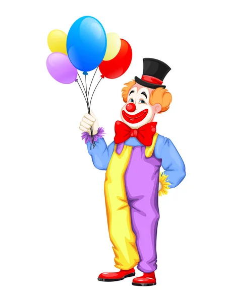 Nisan Şakası Balonlu Komik Palyaço Sirk Günü Için Kullanılabilir Neşeli — Stok Vektör