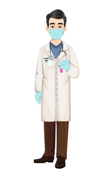 Doctor Working Hospital Coronavirus Outbreak Covid Medical Doctor Cartoon Character — Stock Vector