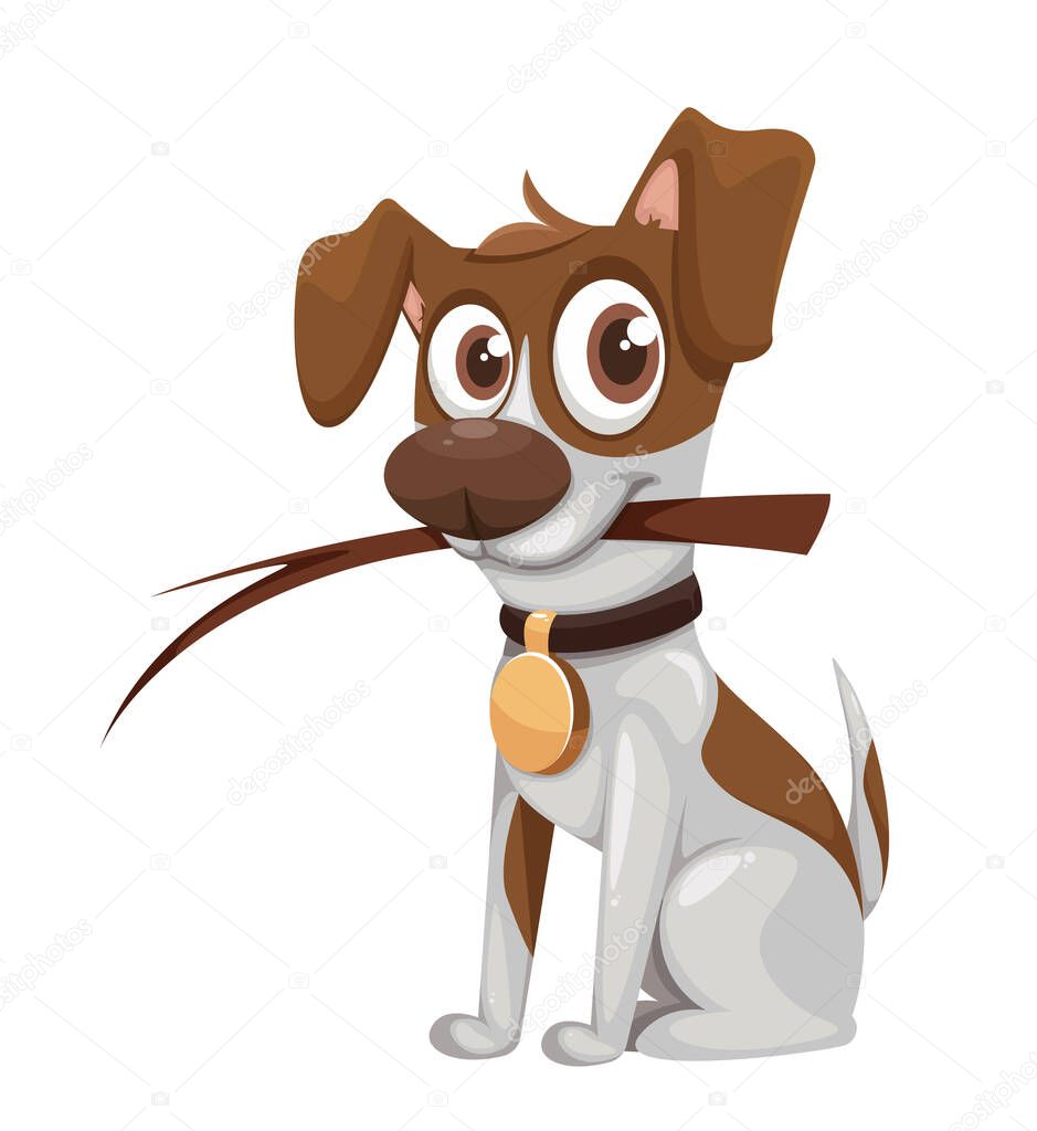 Cute Cartoon Jack Russell Terrier. Funny Dog. Vector illustration on white background