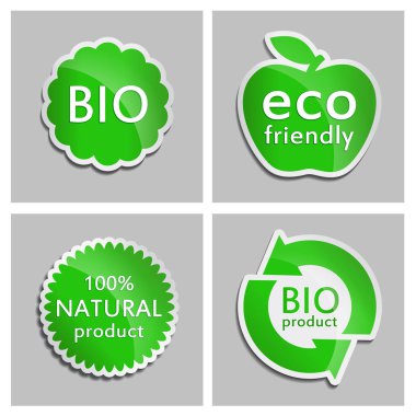 Yeşil etiket doğal, Bio, eko ürün seti.