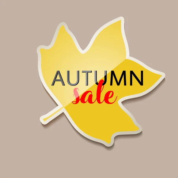 Bannière de vente d'automne avec feuille de tulipe d'automne jaune — Image vectorielle