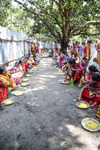 Shantipur Bengala Occidental India Marzo 2020 Los Indios Reciben Comida — Foto de Stock