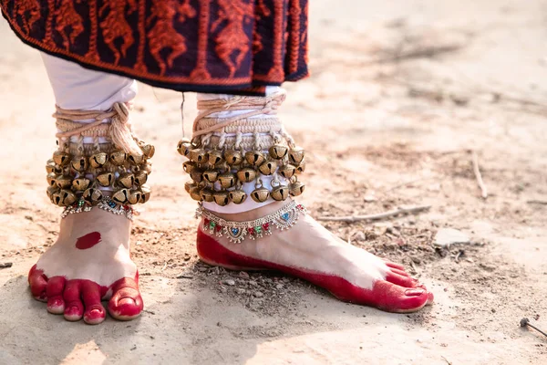 Танец Образует Индийские Классические Ноги Гунгру Закрывай Копируй Пространство Классическая — стоковое фото