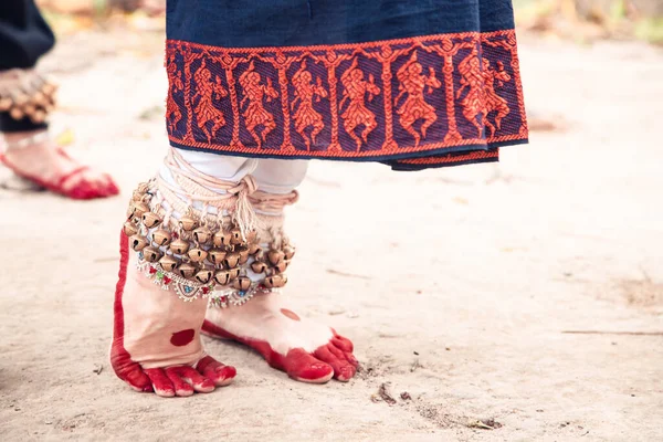Танець Утворює Класичні Ноги Індіанця Ґунґру Закрийся Копіюй Простір Класична — стокове фото