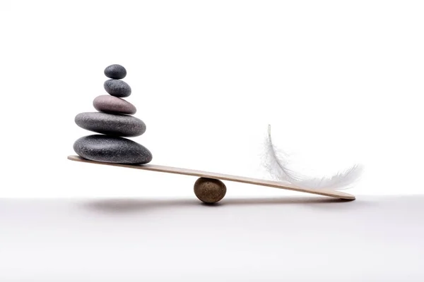 Stone Balance Plume Concept Heavy Light — Stock Photo, Image