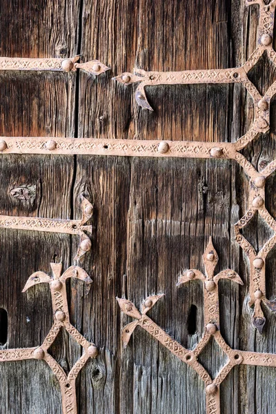 Una Vieja Puerta Madera Antiguo Pestillo Oxidado Puerta Madera —  Fotos de Stock